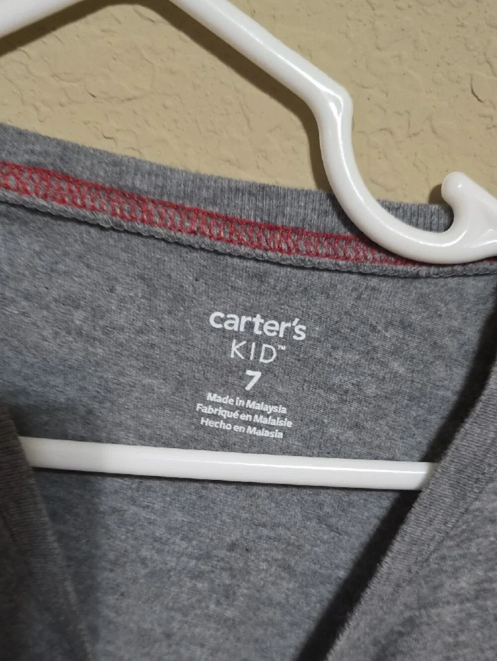 Carter's Gray Tee with Green Dinosaur Zipper Pocket